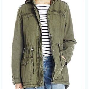 Levi's Women's Sz L Legacy Khaki Green Cotton Fishtail Anorak Jacket Hooded